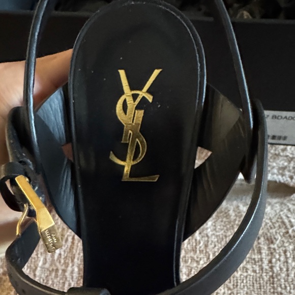 YSL Yves Saint Laurent Tribute Black Leather Sandals - Picture 11 of 11